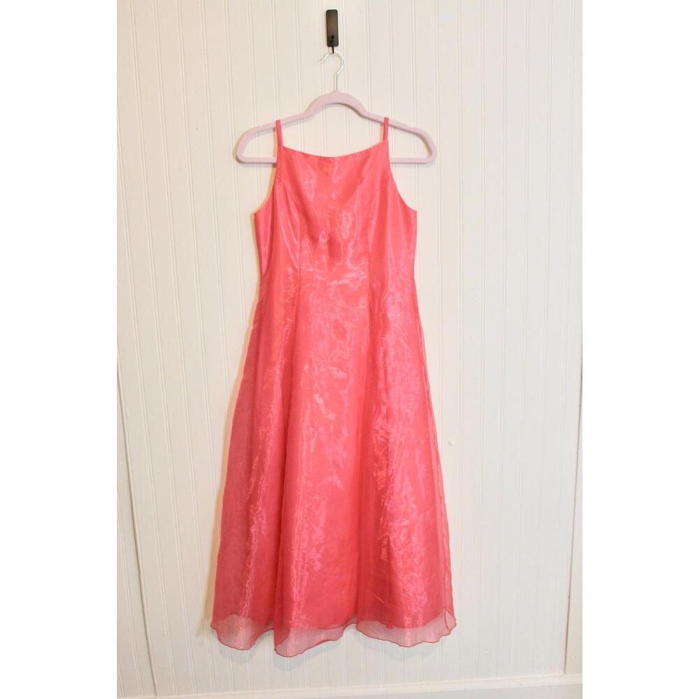 Jessica McClintock Dress Girls 14 Coral Bow Detail Sleeveless A-Line Cocktail